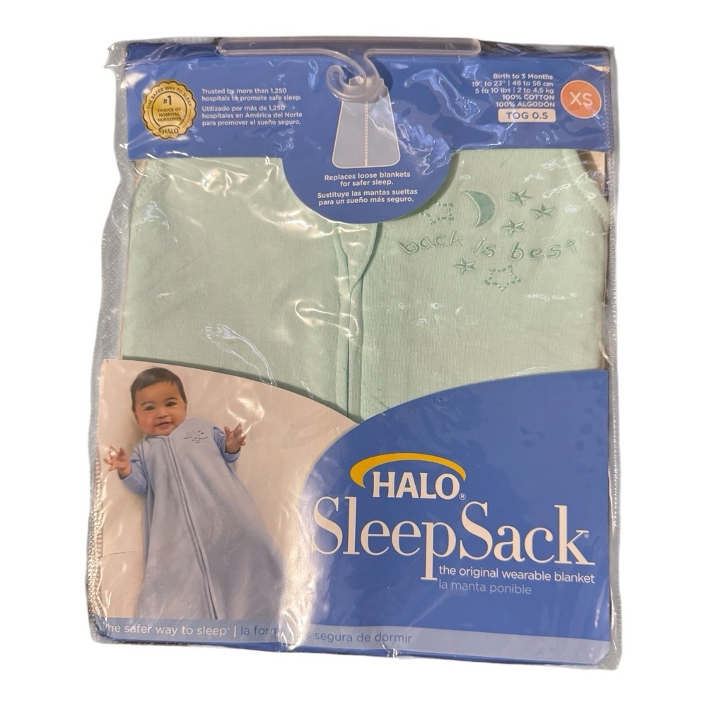New! Halo Sleep Sack Mint Green Sz XS Birth To 3 Months 5 To 10 Lbs Wearable Bla